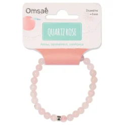 Bracelet quartz rose perles rondes 6mm