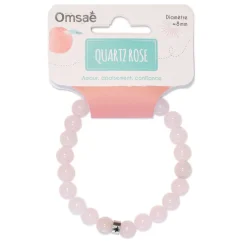 Bracelet quartz rose perles rondes 8mm