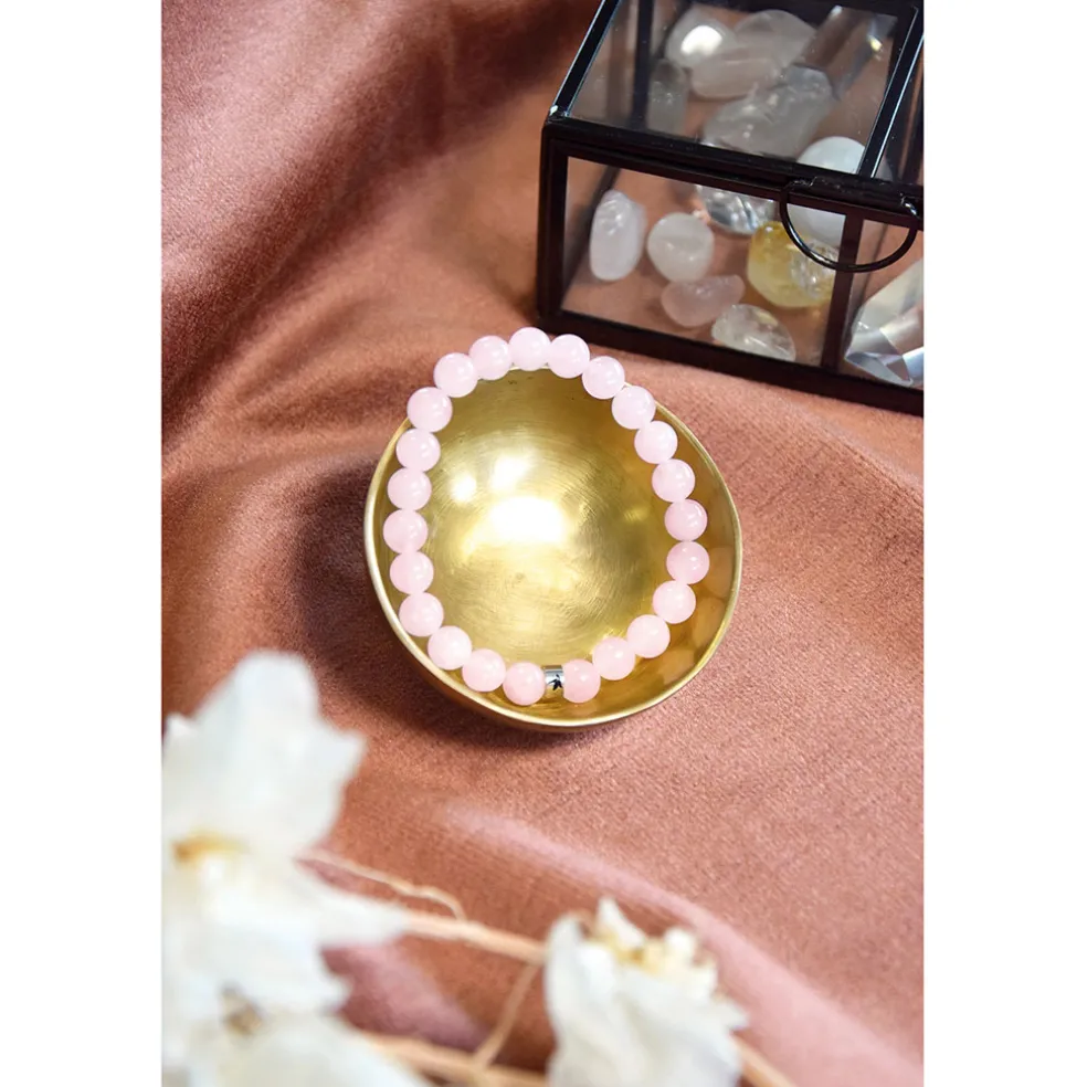 Bracelet quartz rose perles rondes 8mm