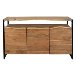 Buffet 3 portes en acacia et pieds en fer noir - Brooklyn