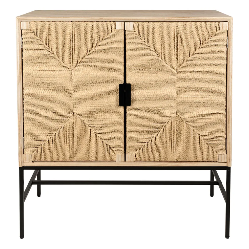 Buffet 2 portes en naturel et noir h90cm - Kenda