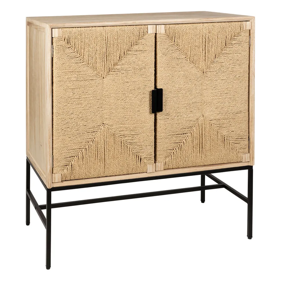 Buffet 2 portes en naturel et noir h90cm - Kenda