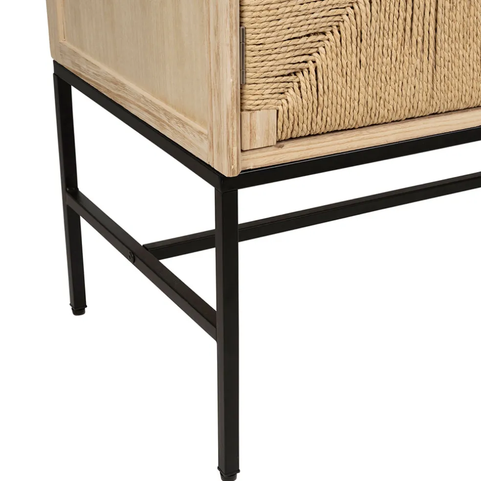 Buffet 2 portes en naturel et noir h90cm - Kenda