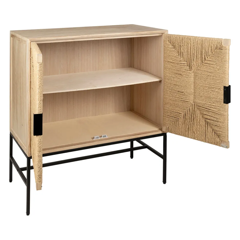 Buffet 2 portes en naturel et noir h90cm - Kenda