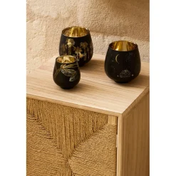 Buffet 2 portes en naturel et noir h90cm - Kenda