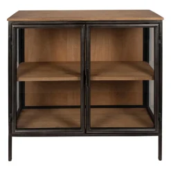 Buffet bas 2 portes en manguier naturel et fer h90cm - Tucson