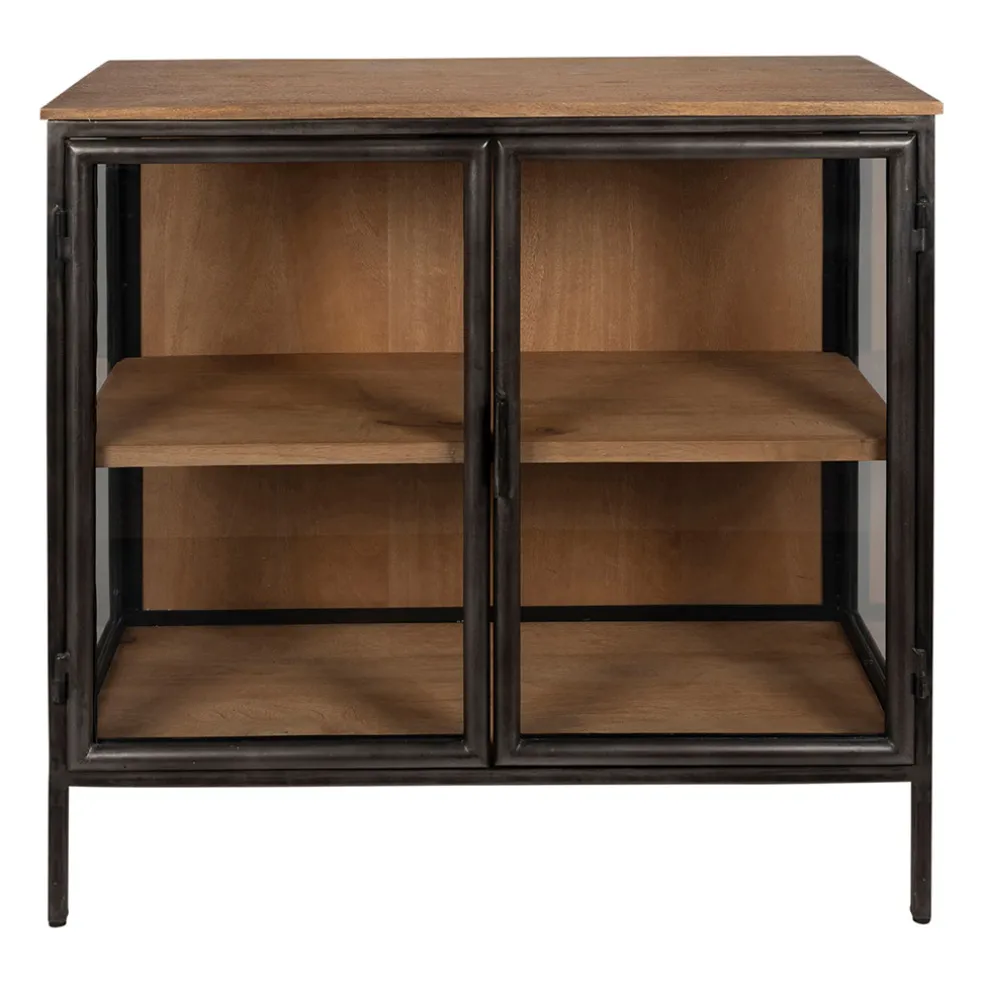 Buffet bas 2 portes en manguier naturel et fer h90cm - Tucson