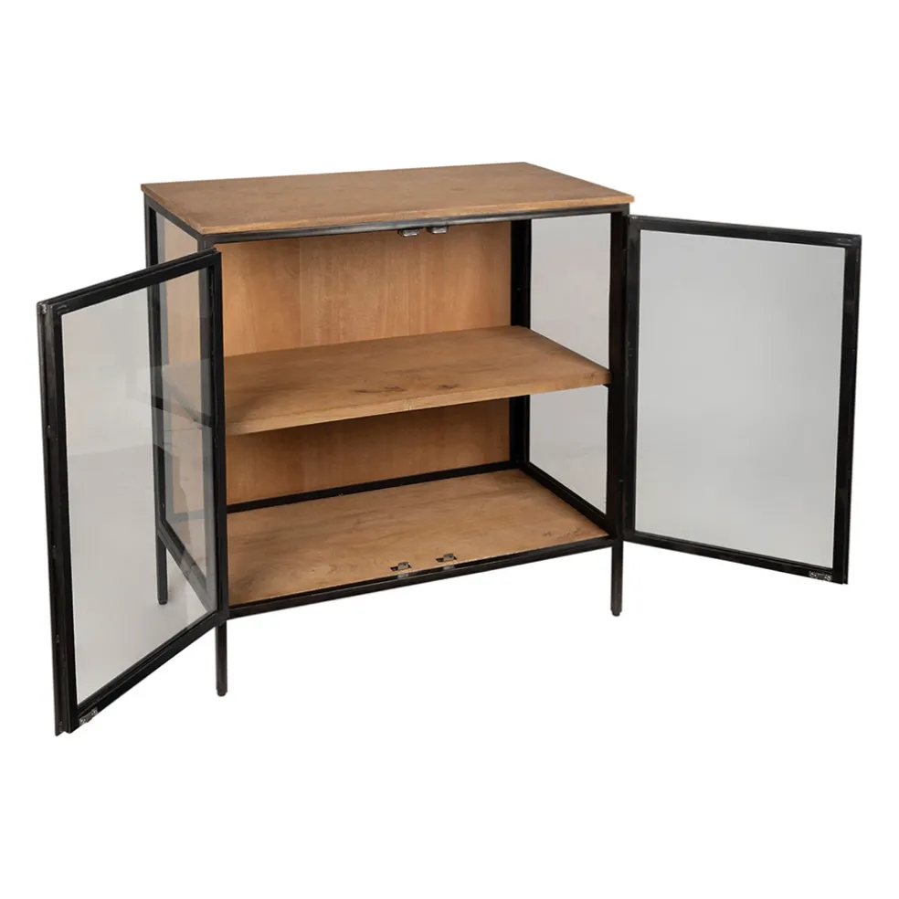 Buffet bas 2 portes en manguier naturel et fer h90cm - Tucson