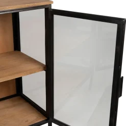 Buffet bas 2 portes en manguier naturel et fer h90cm - Tucson