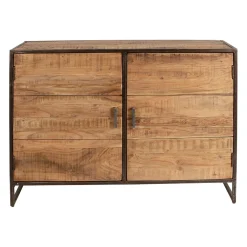 Buffet bas en acacia et fer 2 portes H90cm - Factory