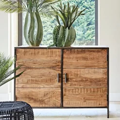 Buffet bas en acacia et fer 2 portes H90cm - Factory