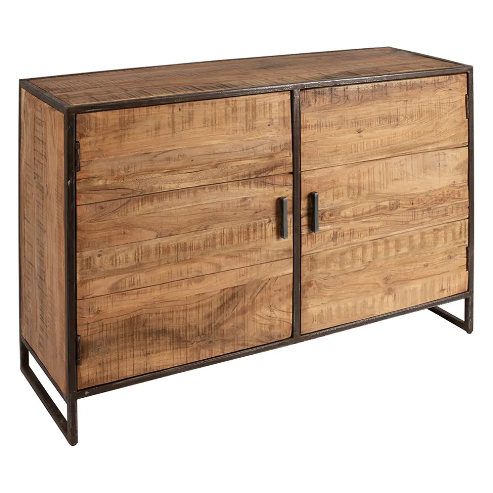 Buffet bas en acacia et fer 2 portes H90cm - Factory