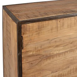 Buffet bas en acacia et fer 2 portes H90cm - Factory