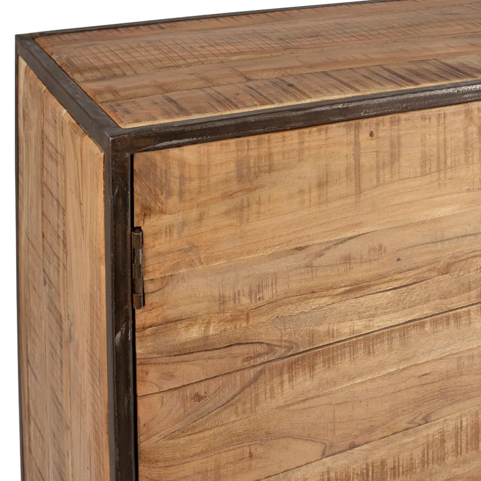 Buffet bas en acacia et fer 2 portes H90cm - Factory