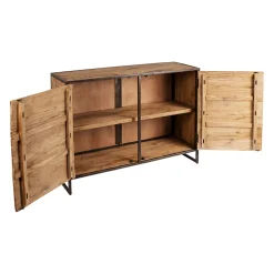 Buffet bas en acacia et fer 2 portes H90cm - Factory
