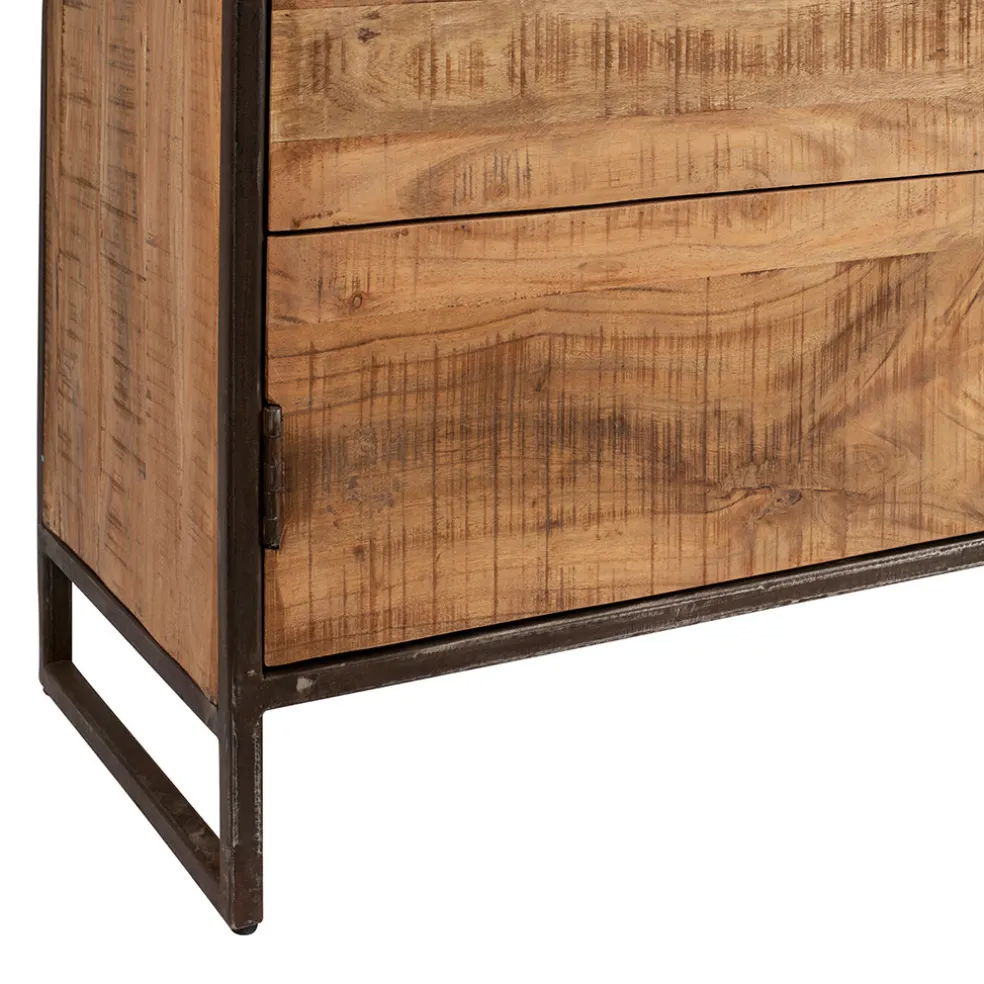 Buffet bas en acacia et fer 2 portes H90cm - Factory
