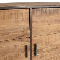 Buffet bas en acacia et fer 2 portes H90cm - Factory
