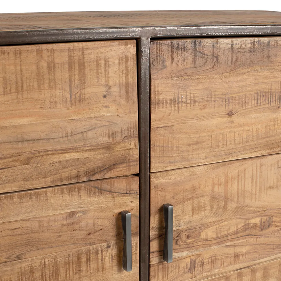 Buffet bas en acacia et fer 2 portes H90cm - Factory
