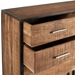 Buffet bas en acacia et fer 2 portes H105cm -Factory