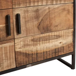 Buffet bas en acacia et fer 2 portes H105cm -Factory