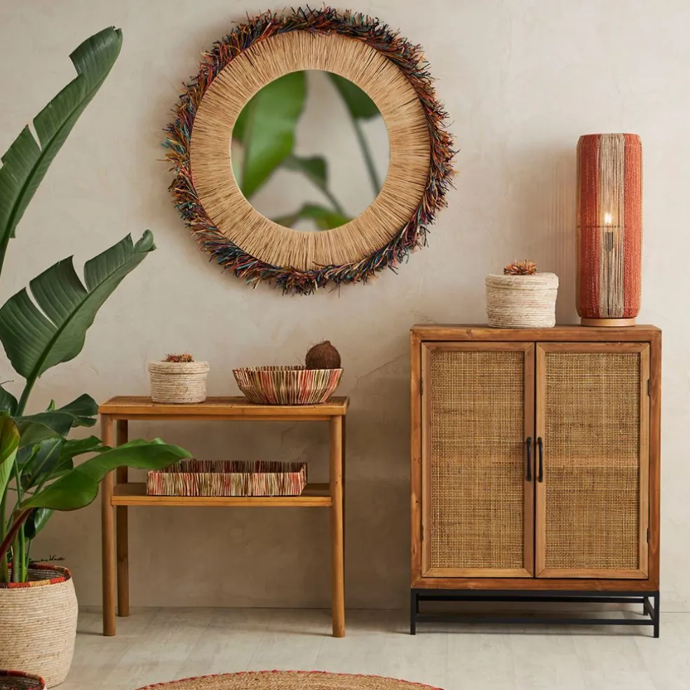 Buffet bas en sapin et bambou naturel L80cm - Tamba