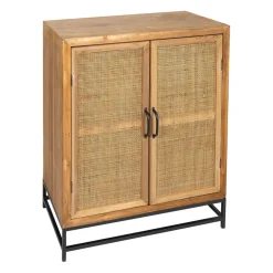 Buffet bas en sapin et bambou naturel L80cm - Tamba