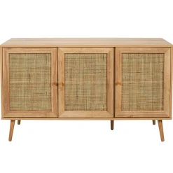 Buffet en bois et cannage 3 portes L115cm - Baia