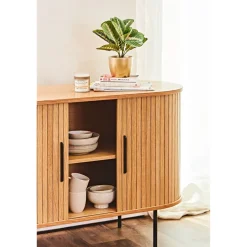 Buffet en placage chêne naturel 140x45cm - nola