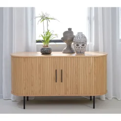 Buffet en placage chêne naturel 140x45cm - nola