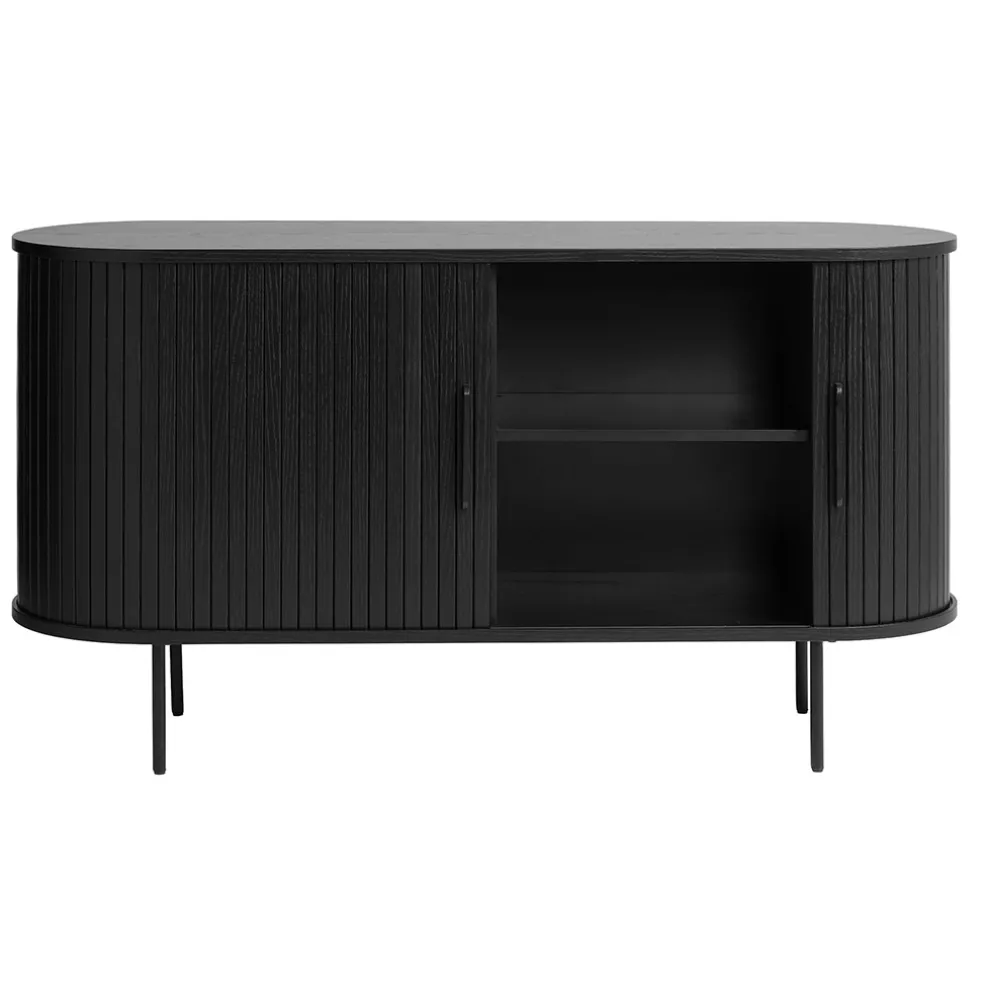 Buffet en placage chêne noir 140x45cm - Nola