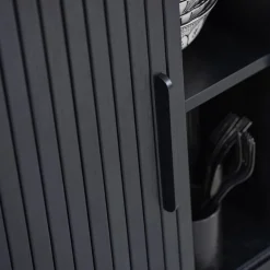 Buffet en placage chêne noir 140x45cm - Nola