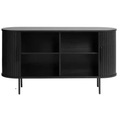 Buffet en placage chêne noir 140x45cm - Nola