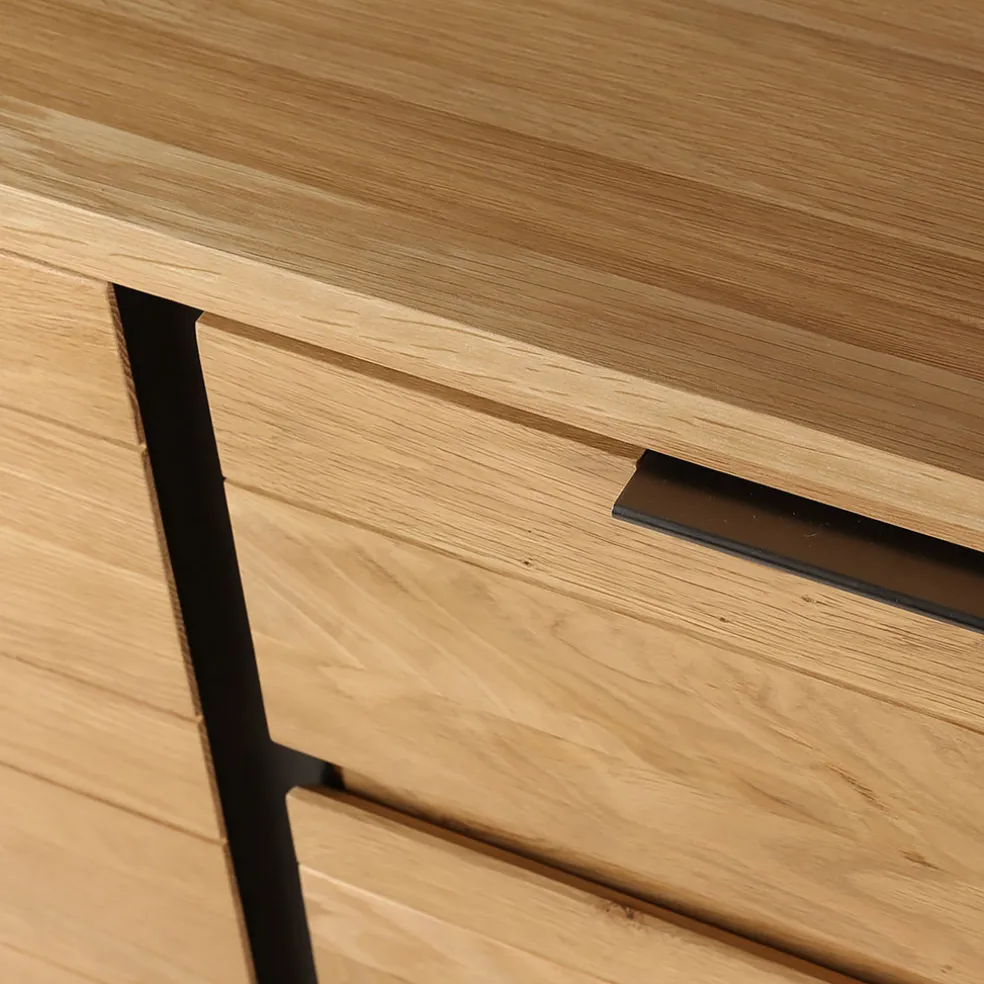 Buffet enfilade chêne massif 3 portes et tiroir - Manny