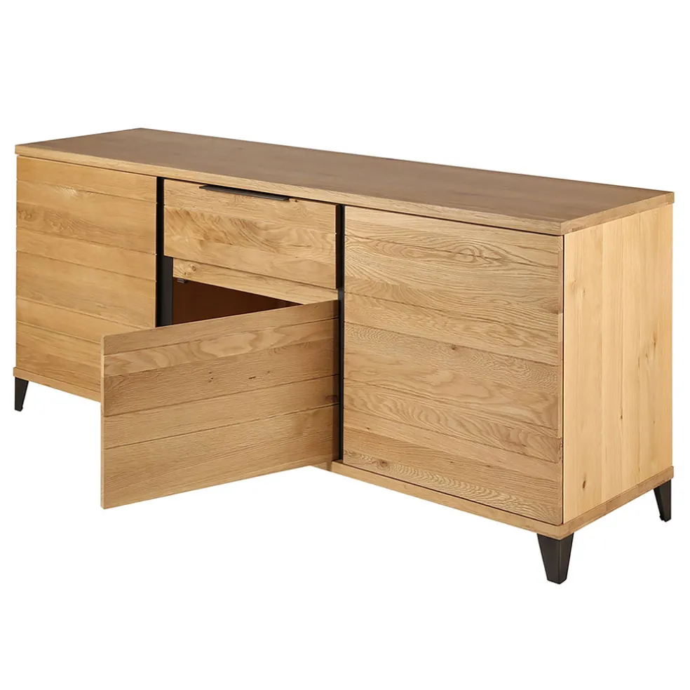 Buffet enfilade chêne massif 3 portes et tiroir - Manny