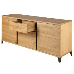 Buffet enfilade chêne massif 3 portes et tiroir - Manny