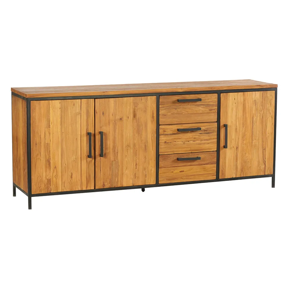 Buffet enfilade en teck massif 3 portes L195cm - Alix