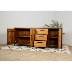 Buffet enfilade en teck massif 3 portes L195cm - Alix
