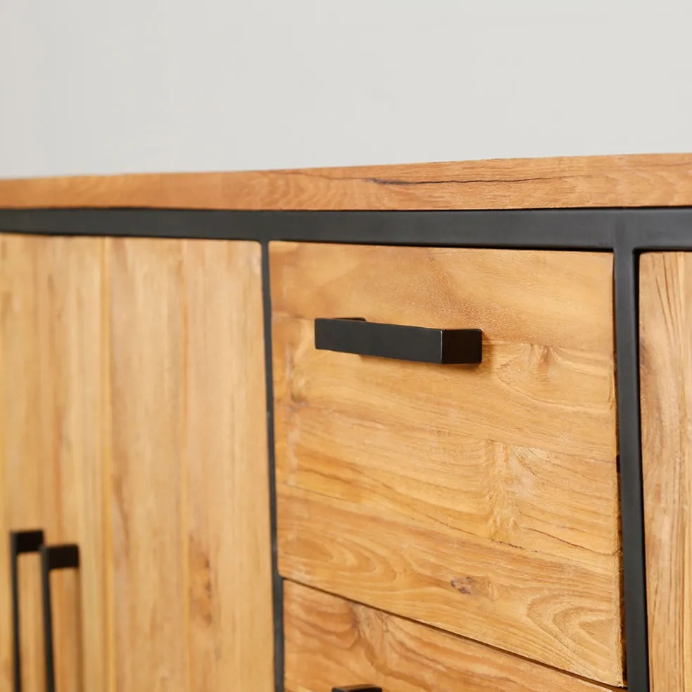 Buffet enfilade en teck massif 3 portes L195cm - Alix