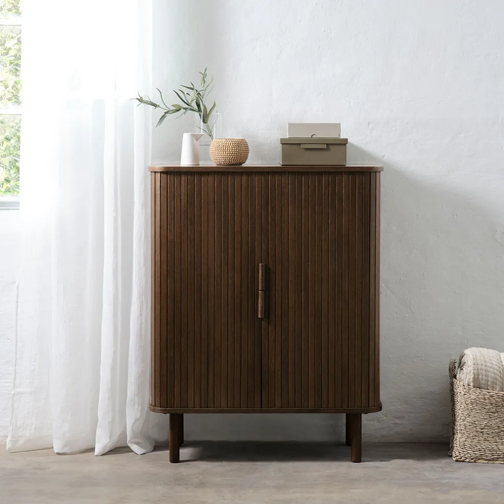 Buffet placage chêne foncé 3 étagères H113cm - Cavo