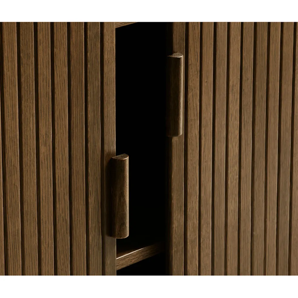 Buffet placage chêne foncé 3 étagères H113cm - Cavo