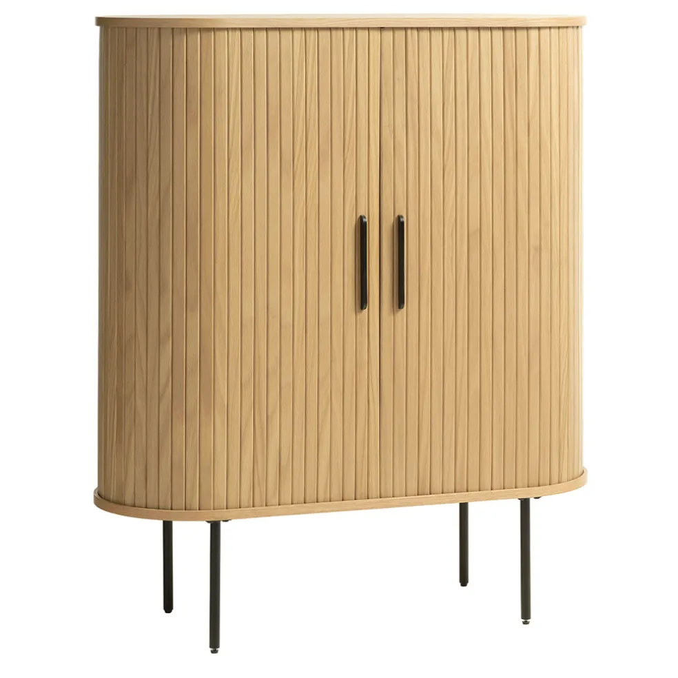 Buffet placage chêne naturel 3 étagères h118cm - nola