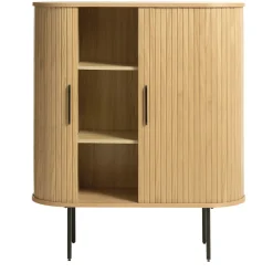 Buffet placage chêne naturel 3 étagères h118cm - nola