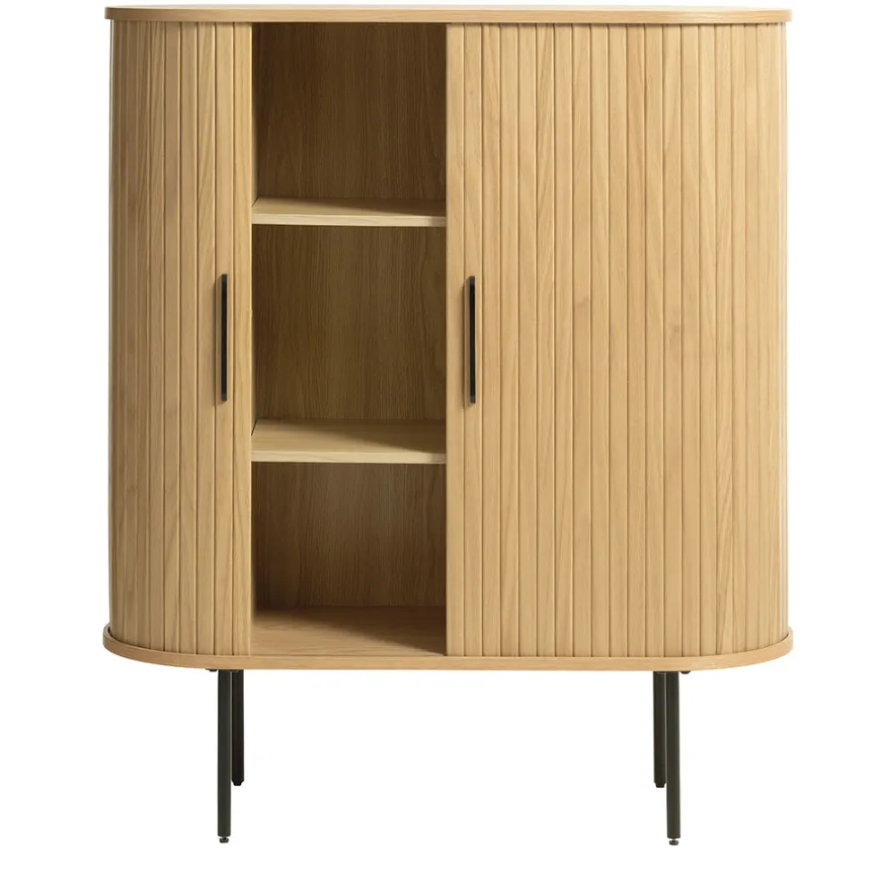 Buffet placage chêne naturel 3 étagères h118cm - nola