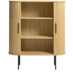 Buffet placage chêne naturel 3 étagères h118cm - nola