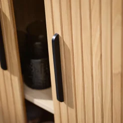 Buffet placage chêne naturel 3 étagères h118cm - nola