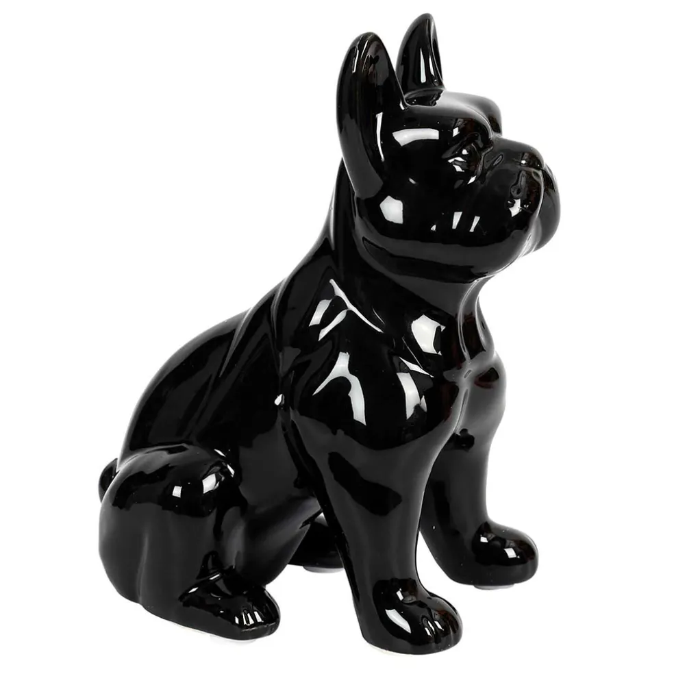 Bulldog ceramique noir h20cm