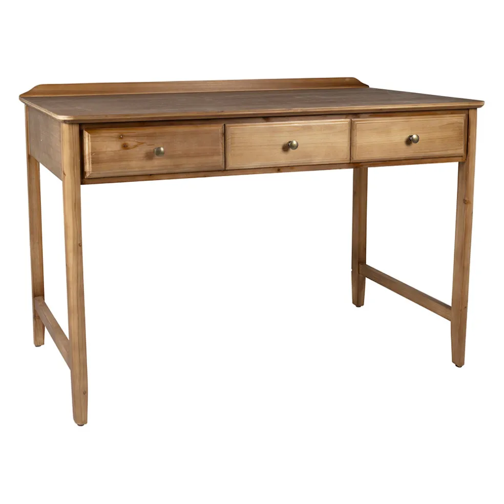 Bureau 3 tiroirs naturel en sapin - Firmin