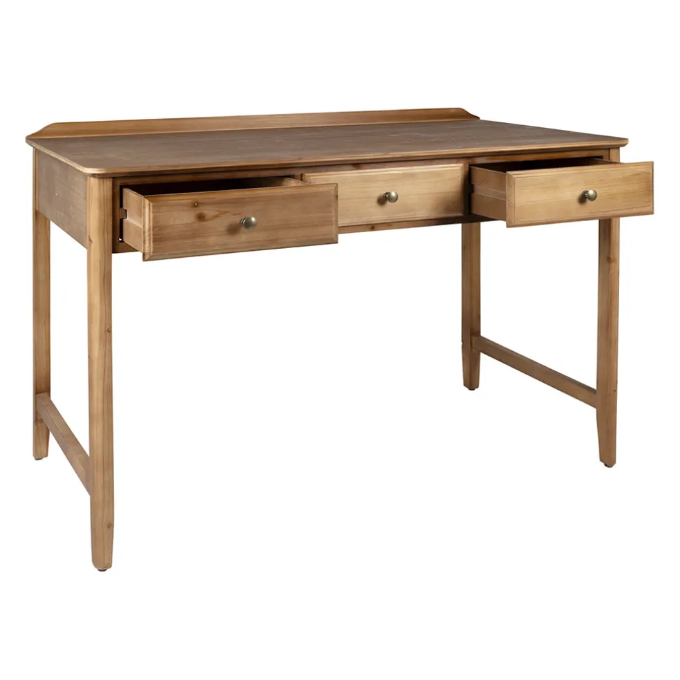 Bureau 3 tiroirs naturel en sapin - Firmin