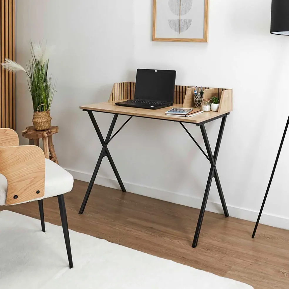 Bureau en bois naturel et fer noir - Kara