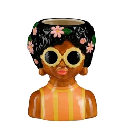 Cache pot en dolomite orange - Funny